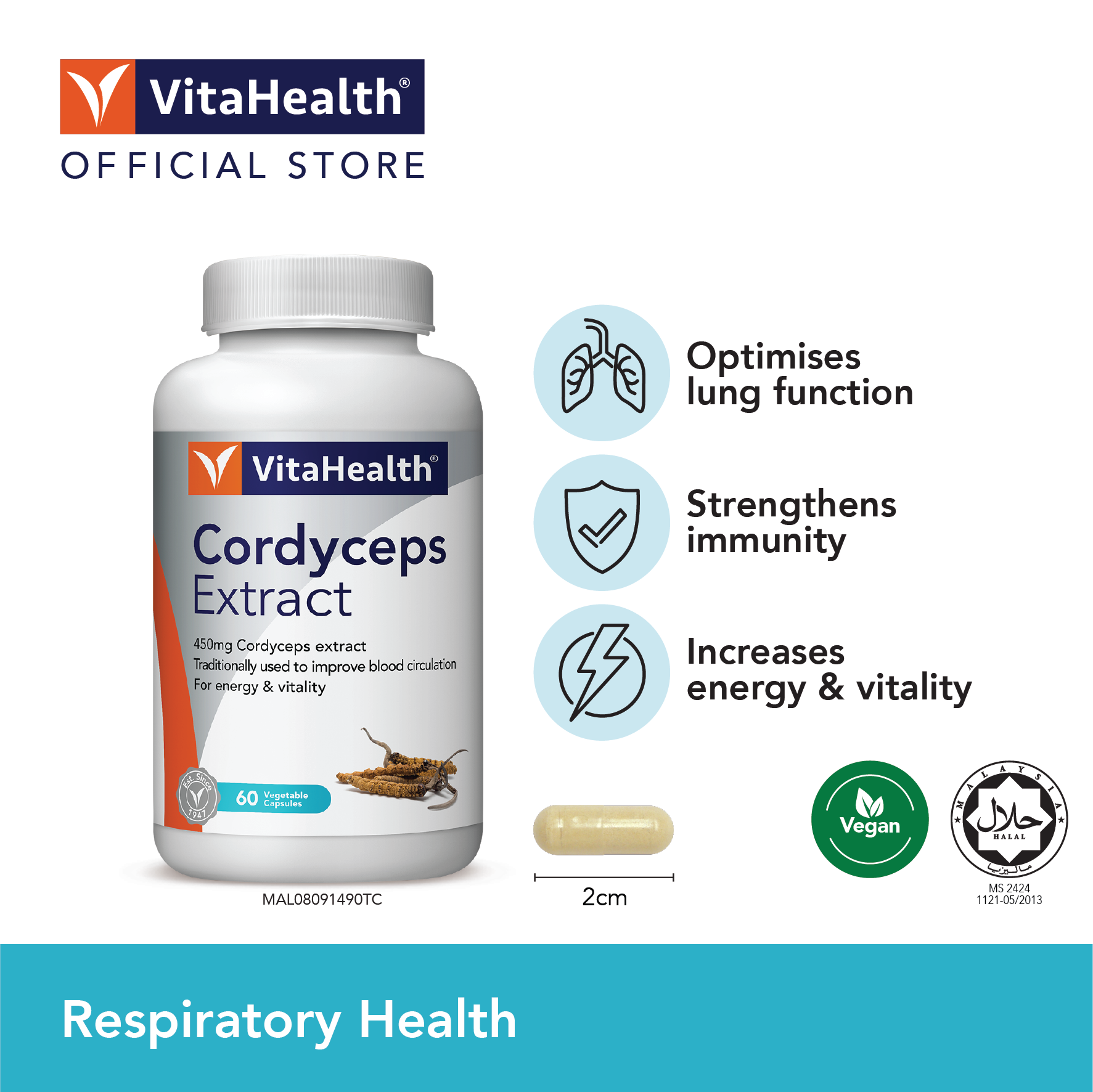 VitaHealth Cordyceps Extract 60’s [Expiry 12/2024] Lazada