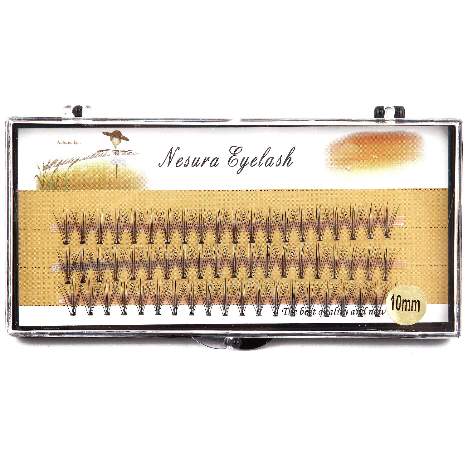 60pcs 10D Natural Faux Eye Lashes 8/10/12/14mm Makeup Individual Cluster Grafting Fake False Eyelashes 3D Russian Volume