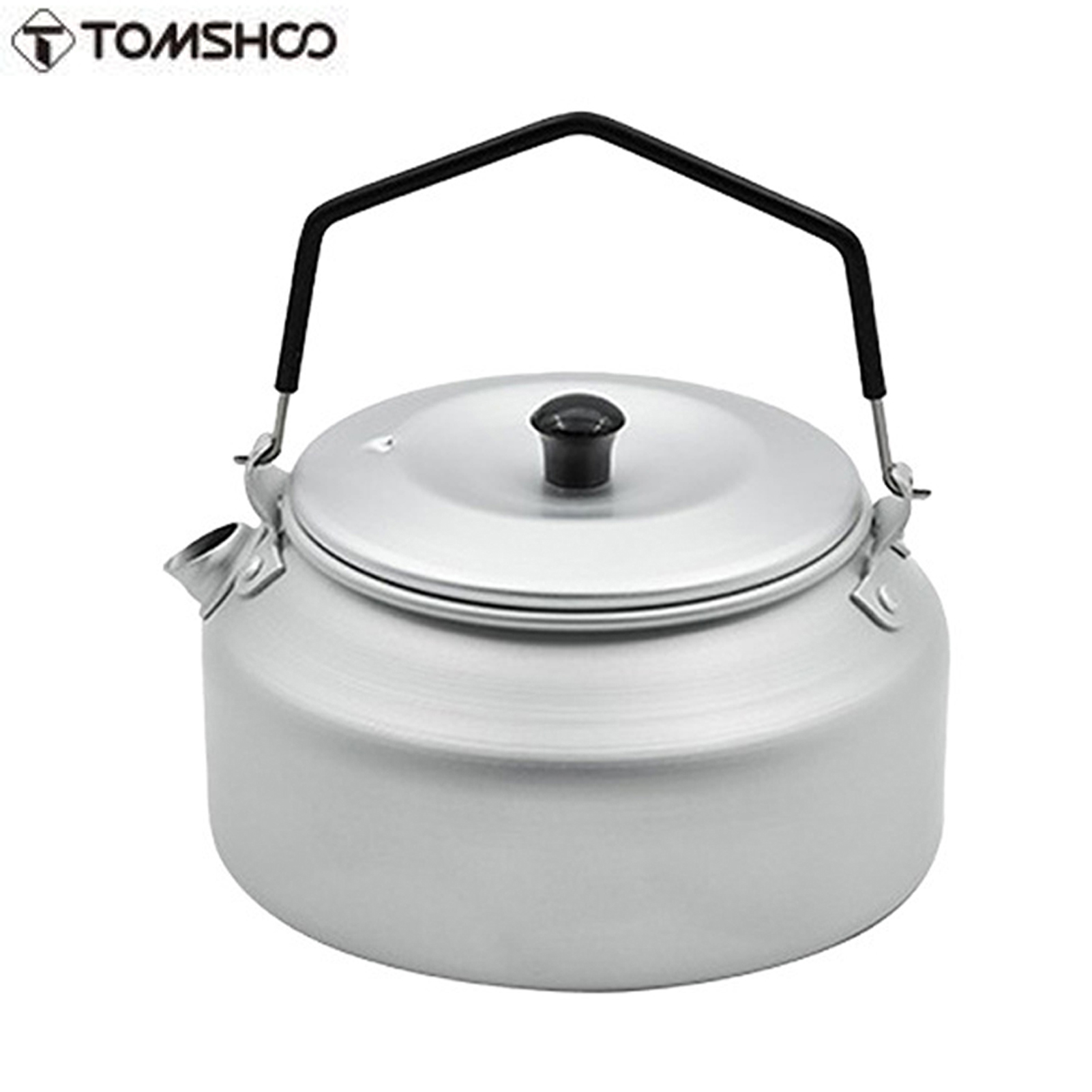 TOMSHOO Camping Water Kettle Aluminum Tea Coffee Pot Portable Teapot 0.9L with Handle for Camping Picnic Fishing Backpacking