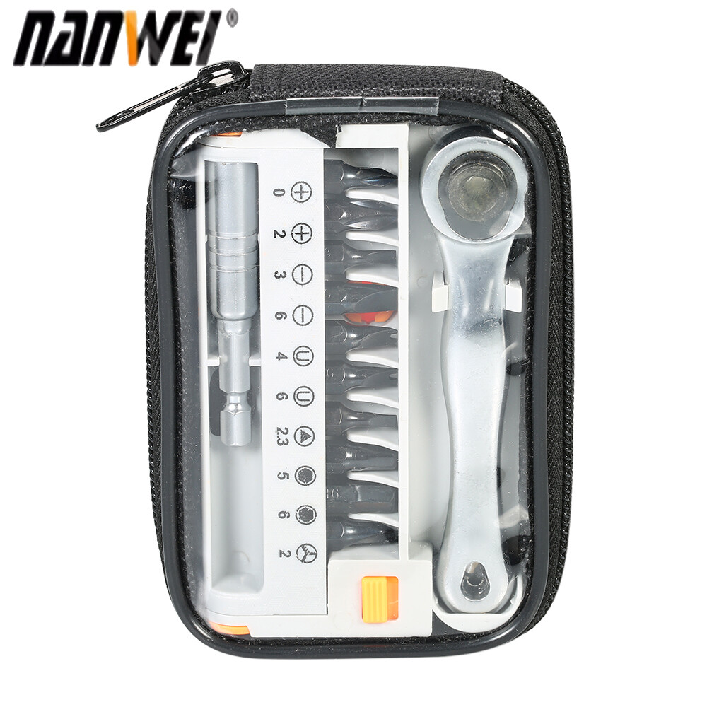 Nanwei penggong 12pcs mini ratchet wrench close quarter ratcheting screwdriver bits set with 1/4 drive