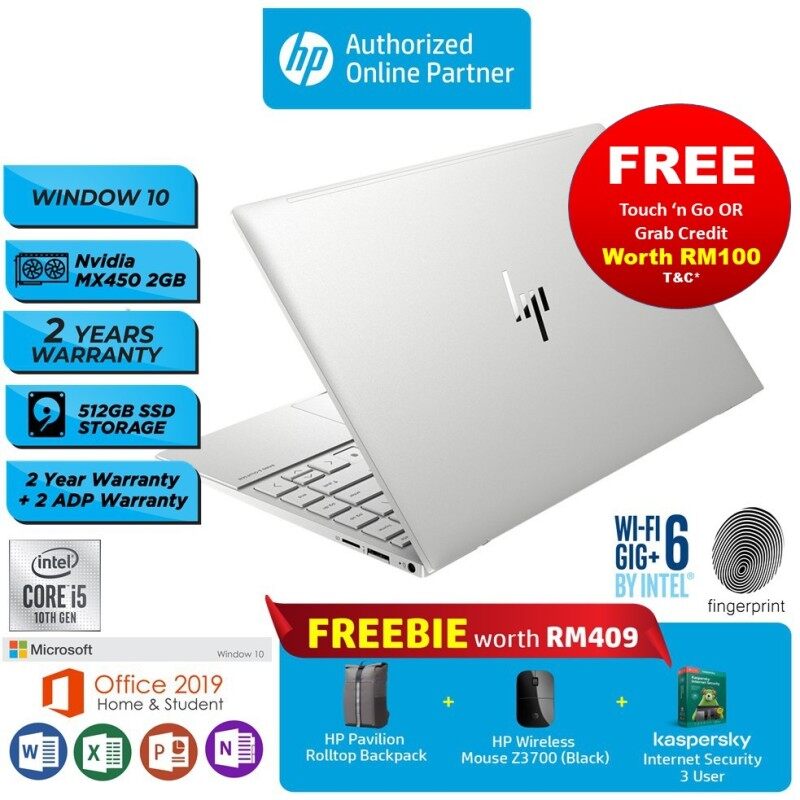 HP Envy 13-ba1010TX Laptop (2K0A4PA) Intel i5-1135G7/ 8GB DDR4 Ram/ 512GB SSD [ Malaysia