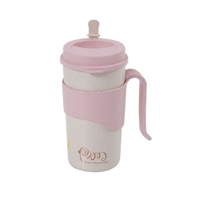 Single Layer Natural Color Mug Coffee Cup Mug With Cover Handy Cup Mug Portable Rice Husk Fiber Covered Coffee Milk