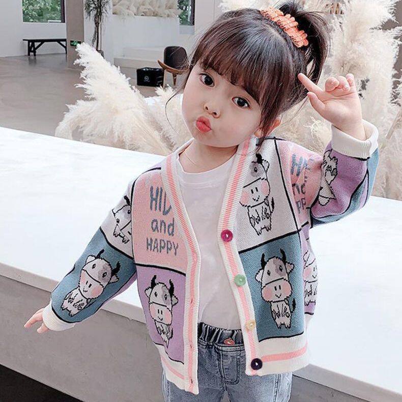 Áo len cho trẻ em bé gái dễ thương Hàn Quốc mẫu áo len dài tay cho bé gái