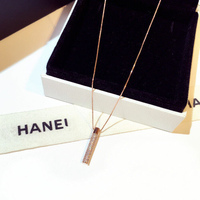Yuki's Love Jewelry Personalized Couple Stainless Steel Minimalist Design  Necklace Engraved Initial Name Vertical Bar Colorfast Necklace Birthday Gifts Rhinestone Pendants necklace for women