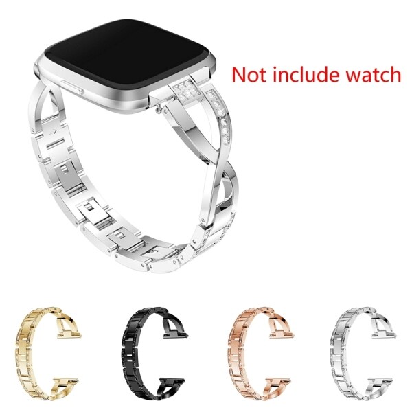 Diamond Watch Band for Fitbit Versa 2/Fitbit Versa Lite Stainless Steel Strap Lady Women Bling Diamond Band Strap