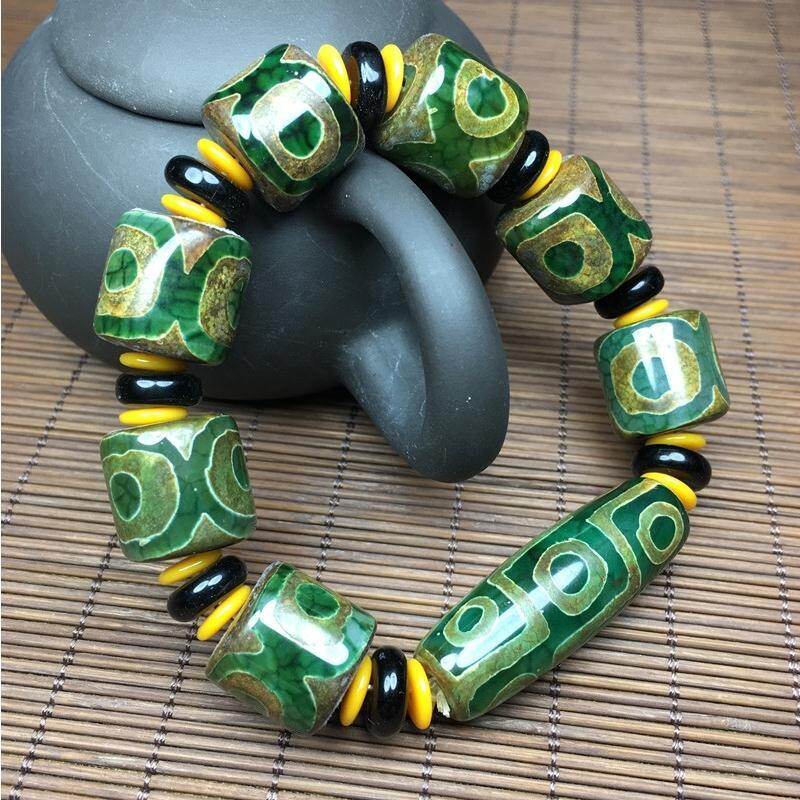 Tibet heavenly Pearl Bracelet Green Tortoise pattern old agate bracelet Tibetan 369 eye heavenly Pearl Bracelet necklace jewelry to attract wealth