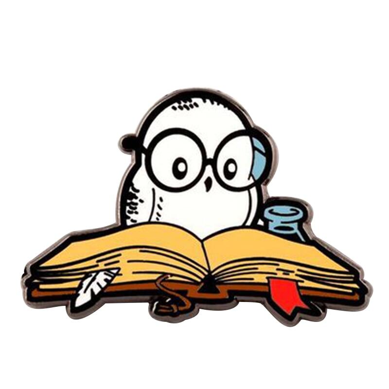Reading is magical pin funny literary owl badge librarian students teacher bookworm gift