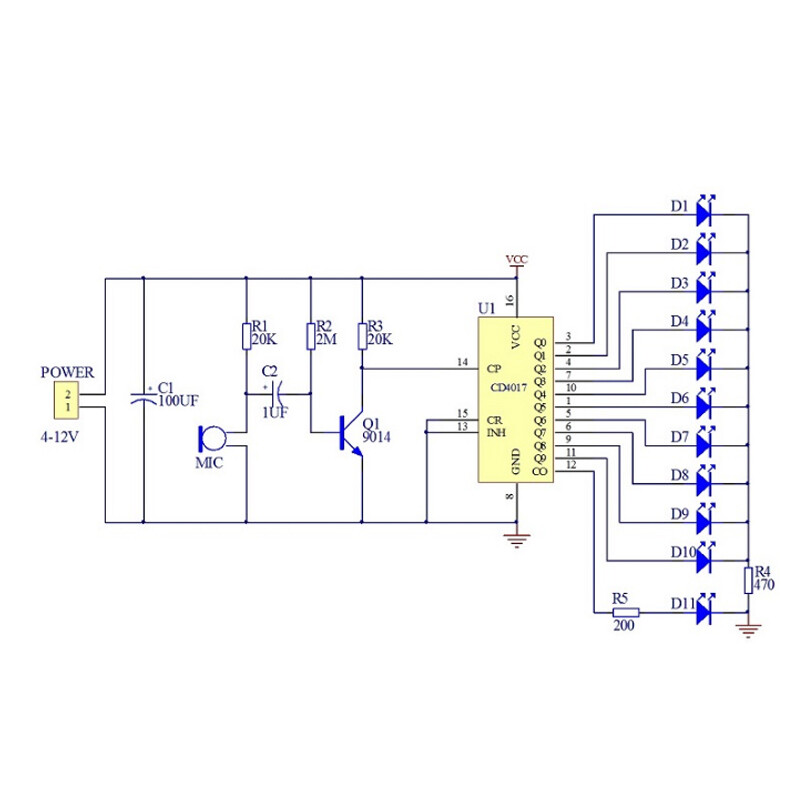 Bộ Đèn Nước LED Kích Hoạt Bằng Giọng Nói Bộ Dụng Cụ Điện Tử Tự Làm Huấn Luyện Dạy Học Sản Xuất Điện Tử Vui Nhộn Điều Khiển Đèn Lồng CD4017