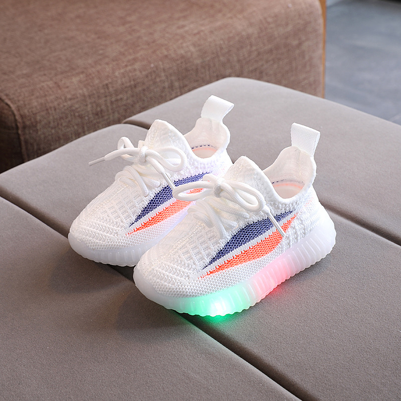 2021 Autumn New Children's LED Light-up Breathable Girls Running Shoes Boys Soft-soled Luminous Sports Shoes Children's Shoes