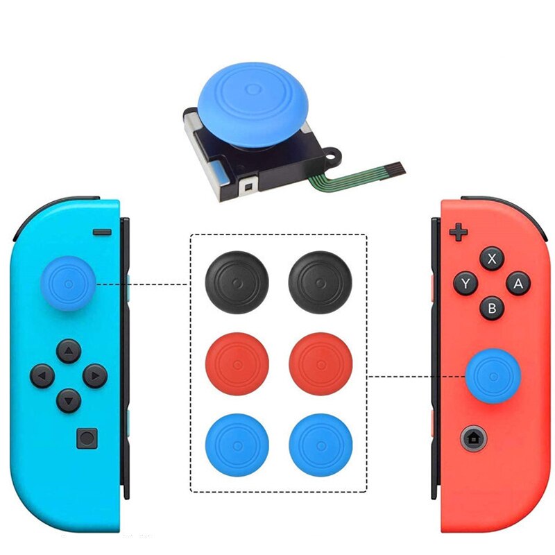 Narsta 6Pcs Joystick Case For Nintendo Switch OLED Lite Joycon Cap Game Console Joy Cons Protector Controller Grip Thumbstick Cover
