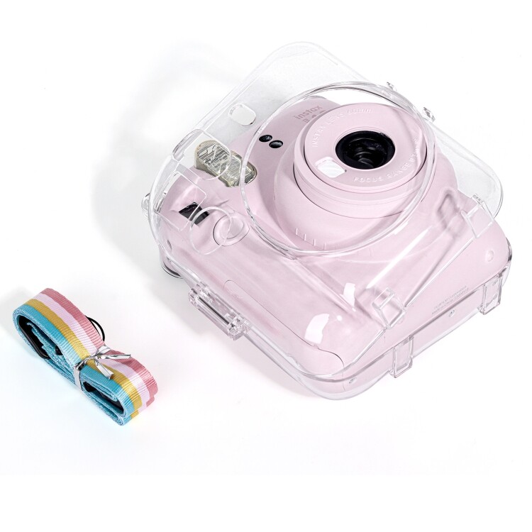 For FUJIFILM Instax mini 12 Crystal Hard Case Camera Bag with Shoulder Strap