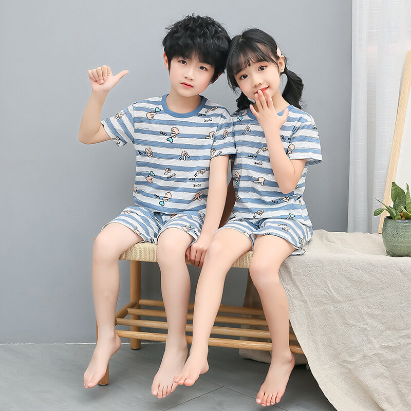 Nơi bán Mùa Hè Mỏng Trẻ Em Bộ Đồ Ngủ Cotton Tay Ngắn Bộ Đồ Ngủ Bé Gái Lưới Thoáng Khí Trang Chủ Quần Áo Bé Trai Máy Điều Hòa Quần Áo
