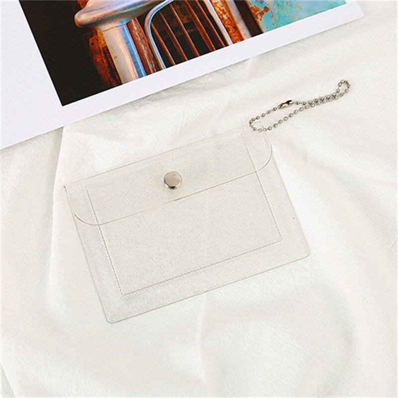 [ILOVEDIY] Simple Coin Purse Fashion Transparent Waterproof PVC Photo Card Wallet Cute Girls Keychain Snap Clear Money Organizer Pouch
