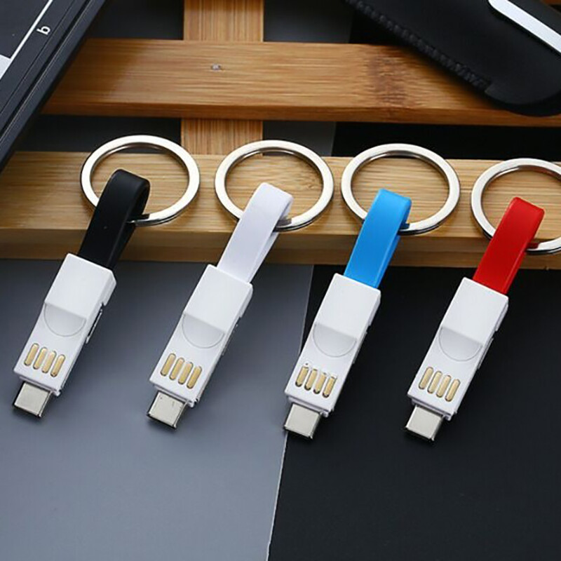 3 Trong 1 Cáp USB Micro USB Loại C Chiếu Sáng Cáp Cho iPhone XR X Samsung 2A Mini Keychain Sạc Cáp Cho Xiaomi Huawei