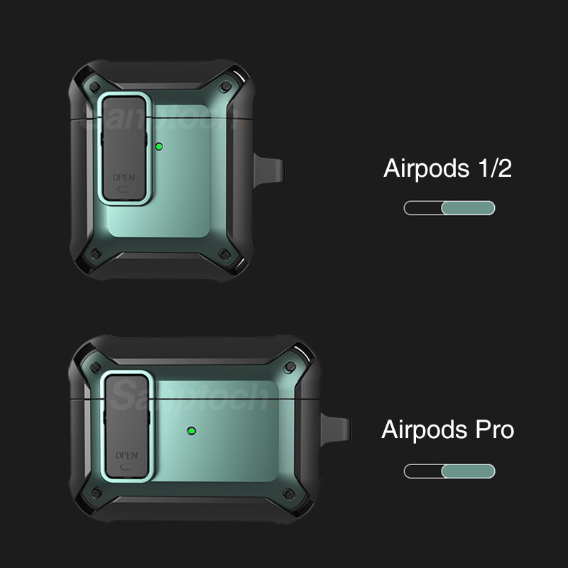 Sanptoch Công tắc khóa trường hợp cho Apple Airpod 4 / Pro2 / Pro / 3rd / 2nd / 1 thế hệ tai nghe nhét tai không dây bọc hoàn toàn quân sự kiểu áo giáp chống Sốc Ốp bảo vệ với Keychain