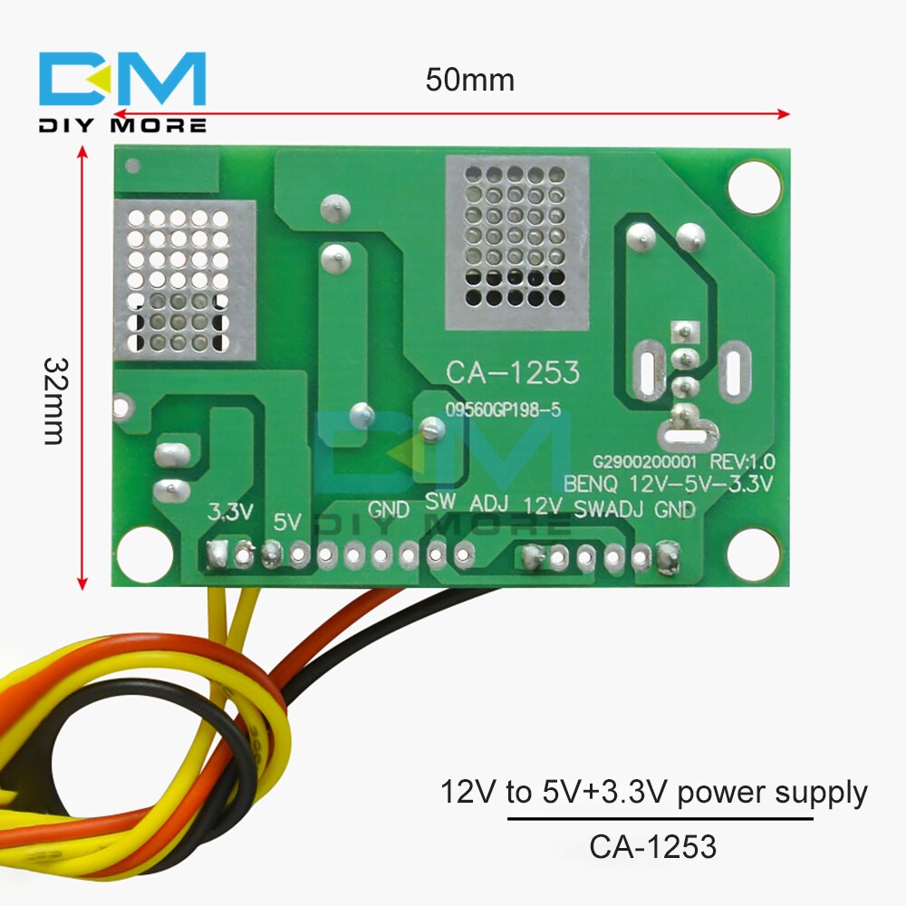 [100% original] diymore CA-1253 12V to 5V to 3.3V DC-DC Step-Down Module LCD Power Supply Board Voltage Conversion Module with Wire