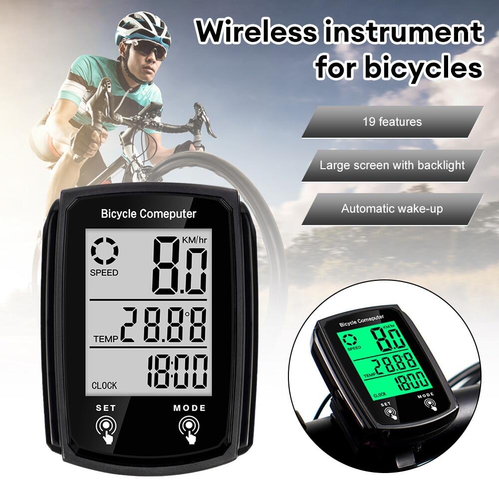 Wireless Meter Bicycle Computer Speedometer Waterproof Bike Kilometer Counter Temperature Display Cycling Odometer Stand