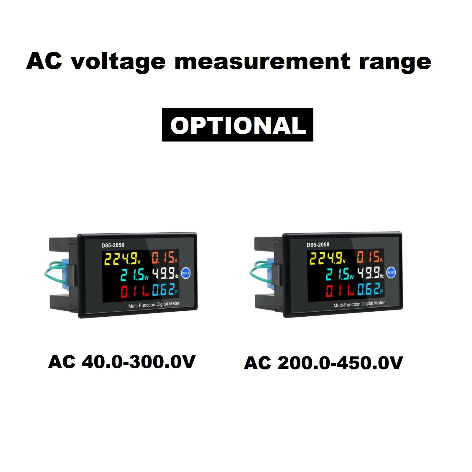 Meterk Máy Đo Kỹ Thuật Số Một Pha Đa Năng, Màn Hình LCD Hệ Số Công Suất Năng Lượng Điện Tần Số Dòng Điện Xoay Chiều Điện Áp Xoay Chiều Đồng Hồ Đo Màn Hình, AC 40.0-300.0V / AC 200.0-450.0V (Tùy Chọn)