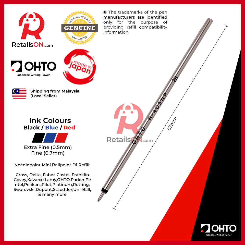 OHTO R-4C7NP Kugelschreibermine - Nadelspitze 0,7 Mm, Rot, Für Ohto Bloom 3in1