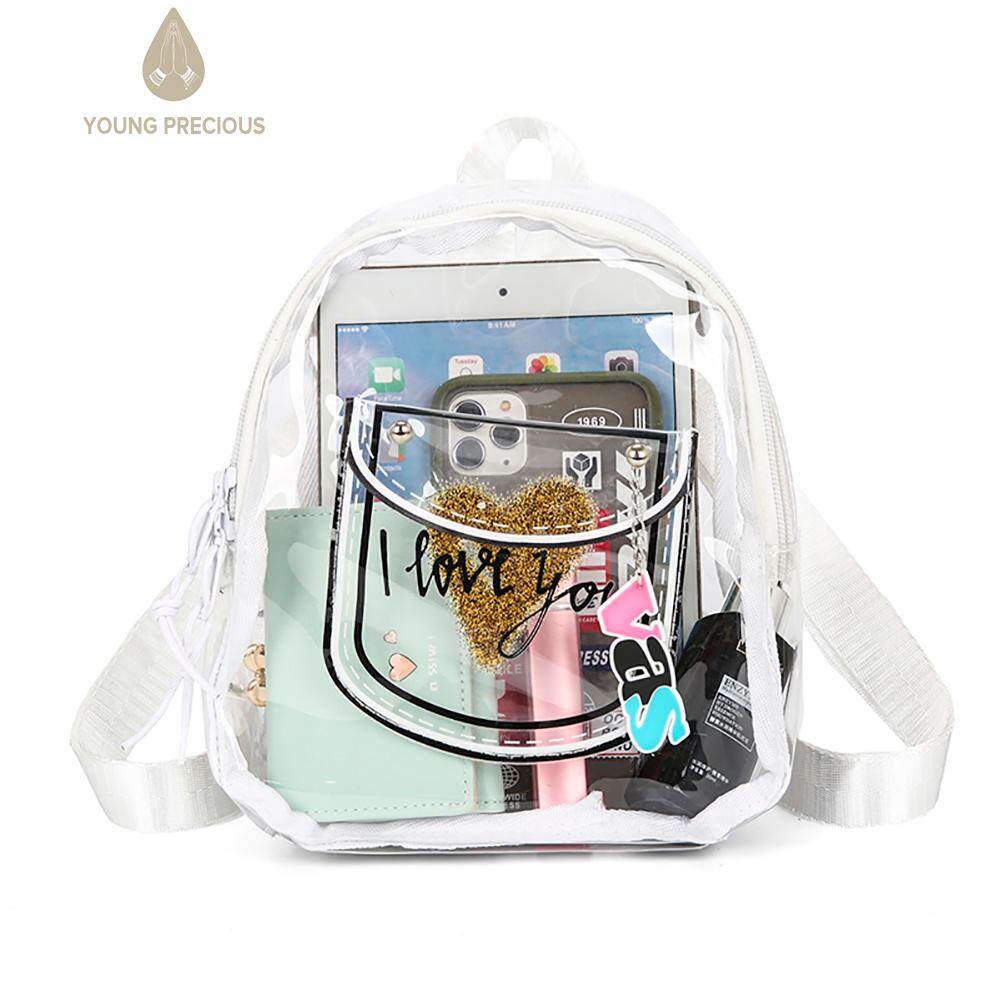 Transparent Backpack Letter Love PVC Women Fashion Small Shoulder Schoolbag
