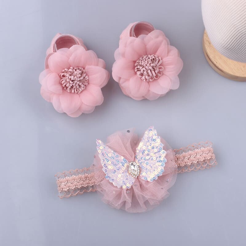 Sweet Wing Baby Girl Headband Socks Set Pearl Lace Bows Baby Hair Band Turban Baby Hair Accessories Newborn Gift