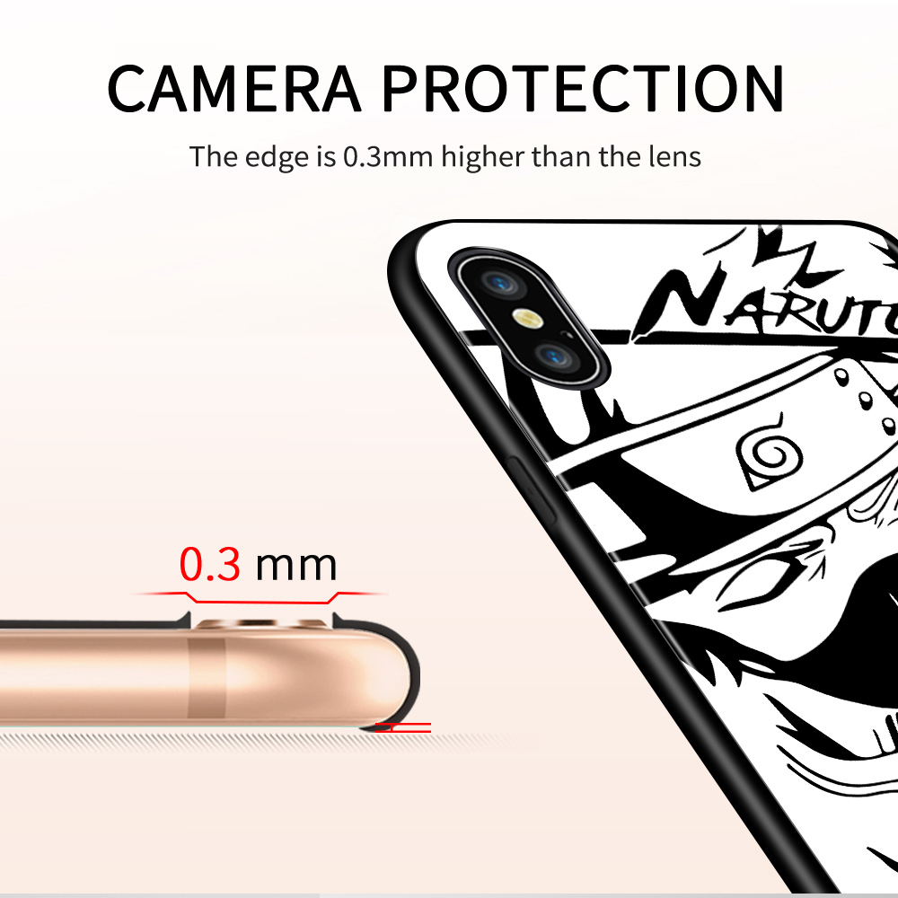 Hontinga Casing Case For Samsung Galaxy A50 A30S A50S Case Anime Black White Casing Soft Edge Tempered Glass Phone Case Back Cover Casing Hard Case For Boys For Girls