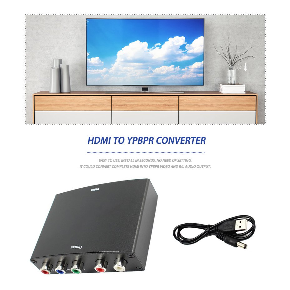 FCU 4K HDMI To 5RCA RGB Component YPbPr RL อะแดปเตอร์เสียง Converter ...