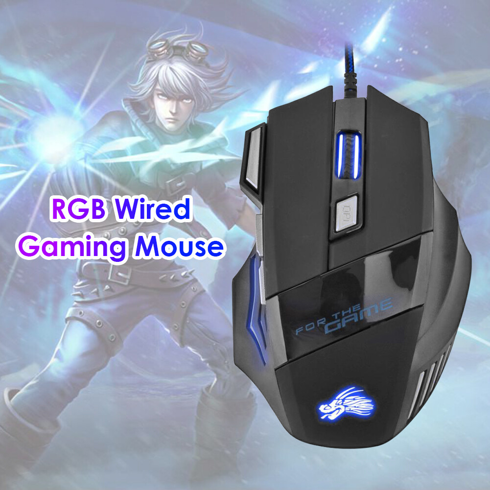 Chuột Chơi Game Đèn Nền 7 Màu, Chuột Chơi Game PC Quang Có Dây Điều Chỉnh DPI