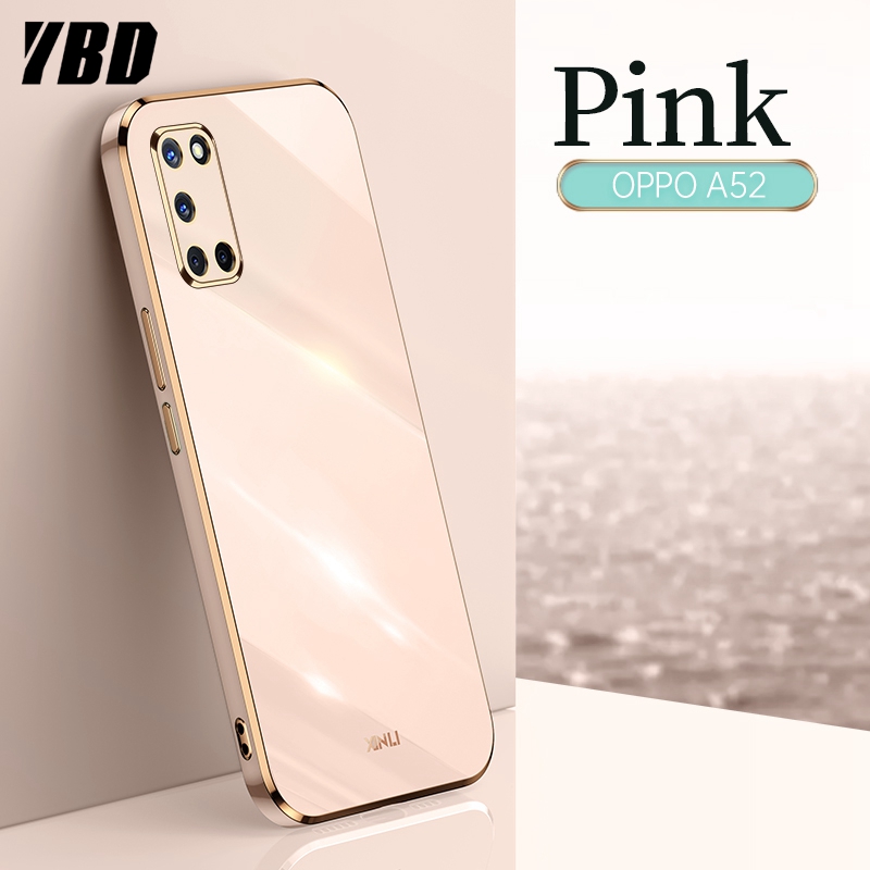 YBD Plating phone Case For OPPO A92 A52 casing,Precise Camera Protection cases Luxury Straight Edge Cover