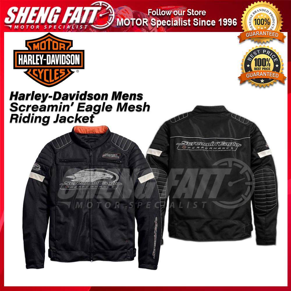 Harley Davidson Mens Screamin Eagle Mesh Riding Jacket Black Orange Original Lazada