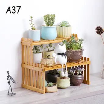 Malaysia Stock Plant Shelf Wooden Flower Display Stand Bamboo
