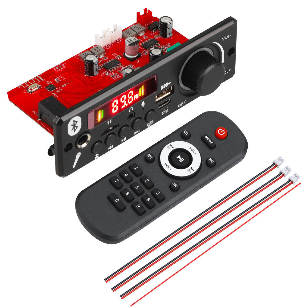 Bluetooth 5.0 mp3 2*80w amplifier bluetooth mp3 decoder board 12v mp3 player car fm radio module tf microphone record handsfree call