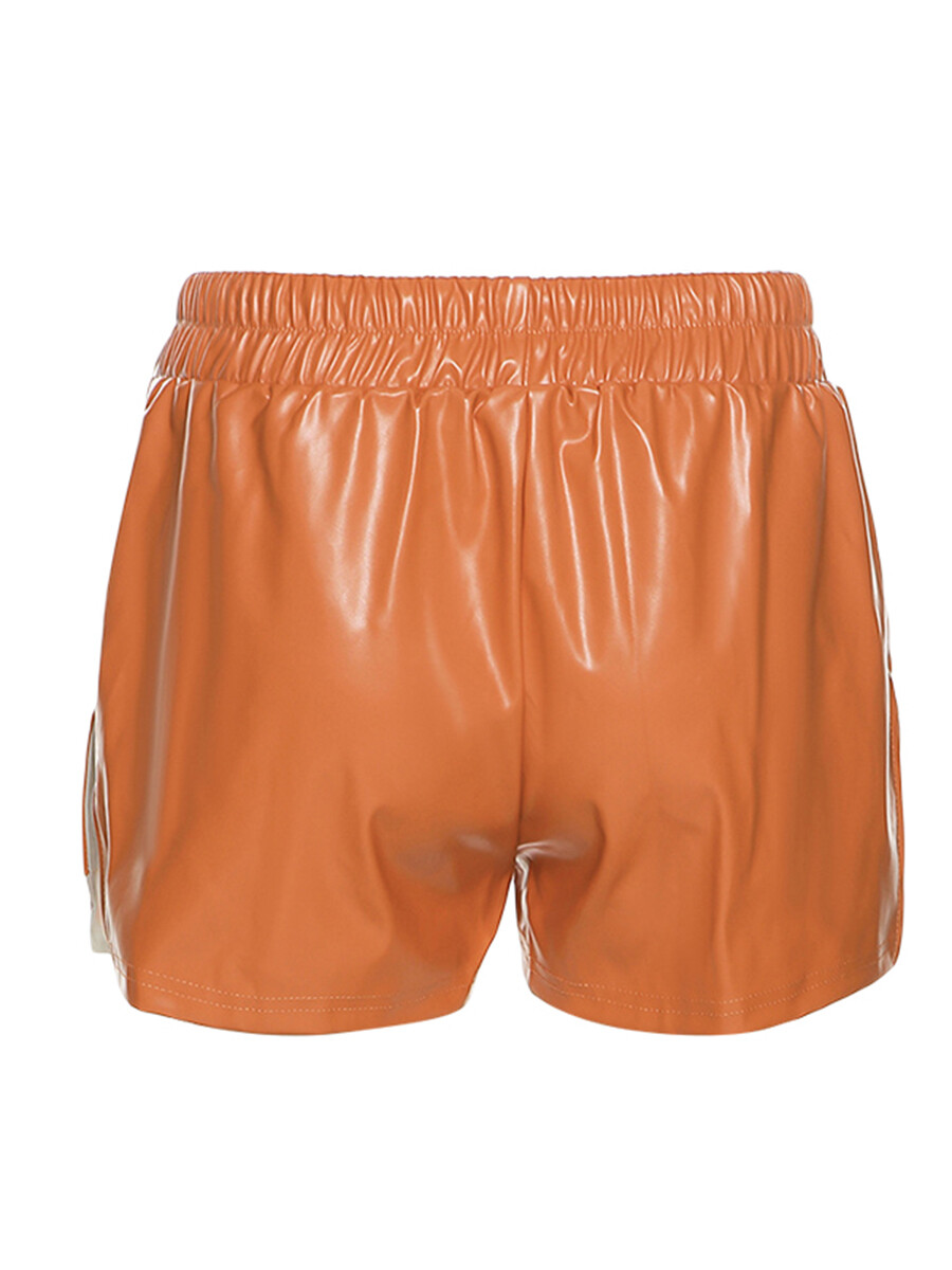 Women's Shorts, Solid Color/Contrast Color Patchwork Drawstring Elastic Waist Short Pants, Casual Simple Style Bottoms