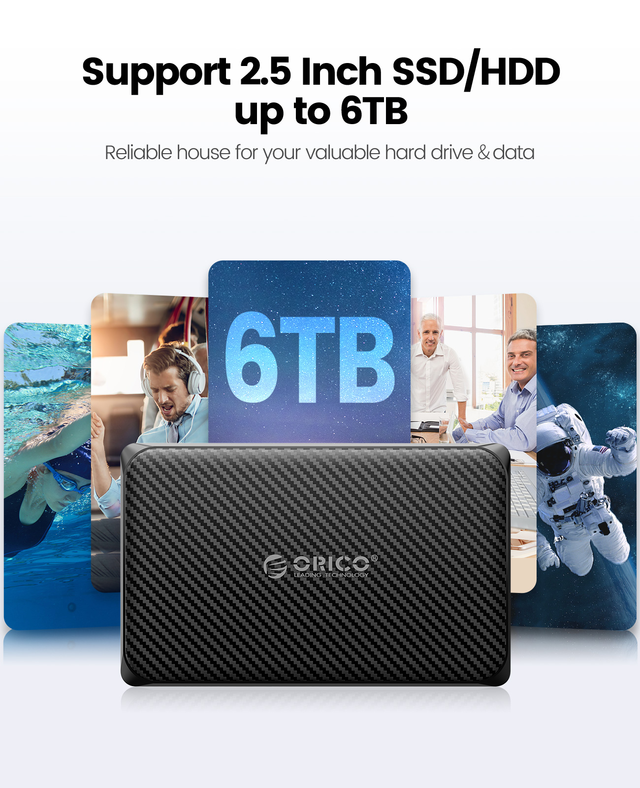 ORICO Hộp Đựng Ổ Cứng SATA 2.5 Inch Sang USB 3.0/Type-C Hộp Đựng Ổ Cứng Gắn Ngoài USB3.0 MicroB Hộp Đựng SSD UASP Tốc Độ Cao Cho WD Seagate (2189U3-V1)