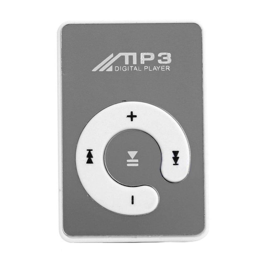 Mirror Surface Mini MP3 Player with Clip USB Charging Portable Music Playing Device Multifunctional Built-in Battery