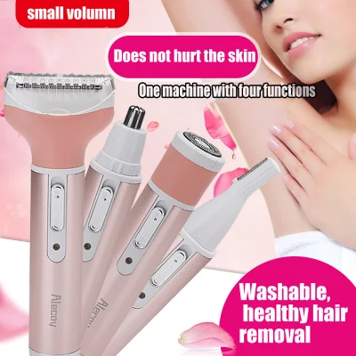 【Shipped In Malaysia】4 In 1 Set Epilator Electric Hair Shaver Painless Trimmer for Eyebrow Nose Body Bikini Area Facial Hair Removal Hair Clipper