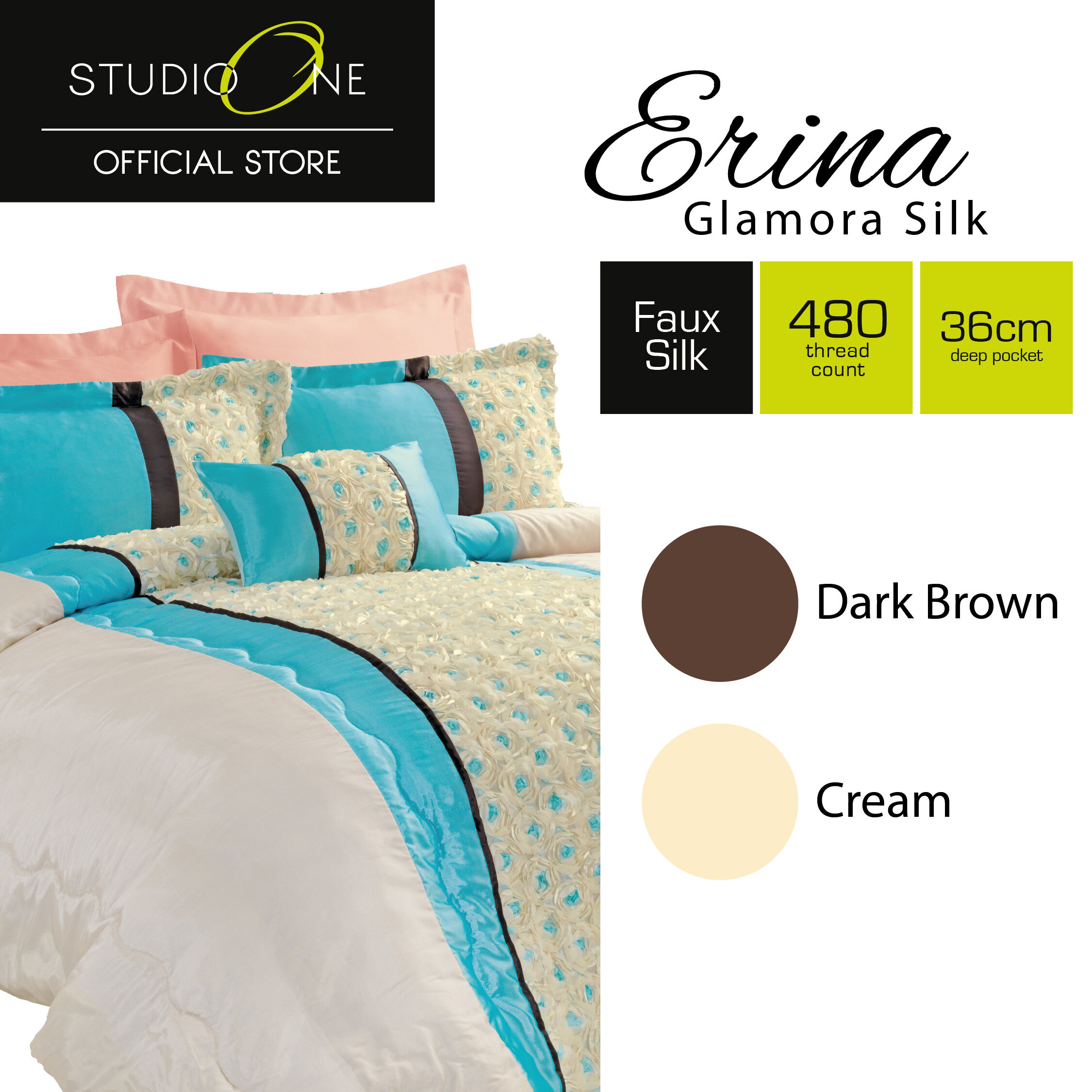 Erina Glamora Silk Revoney Comforter Set (Queen/ King) Lazada