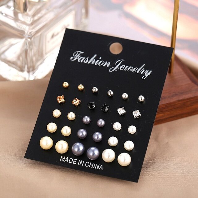17MILE Classic Women's Earrings Set Simple Fashion Geometric Crystal Round Circle Stud Earrings  Alloy Pearl Earrings 2021 Jewelry