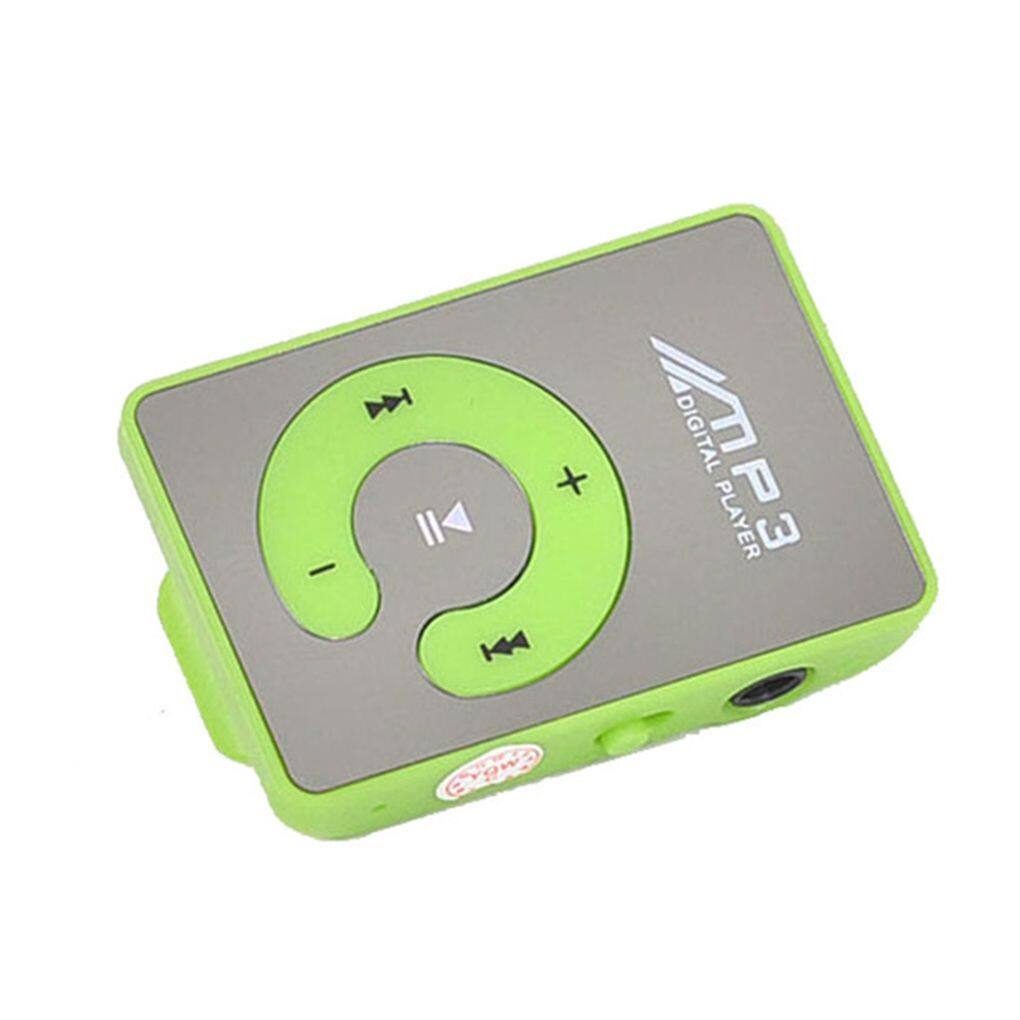 Mirror Surface Mini MP3 Player with Clip USB Charging Portable Music Playing Device Multifunctional Built-in Battery