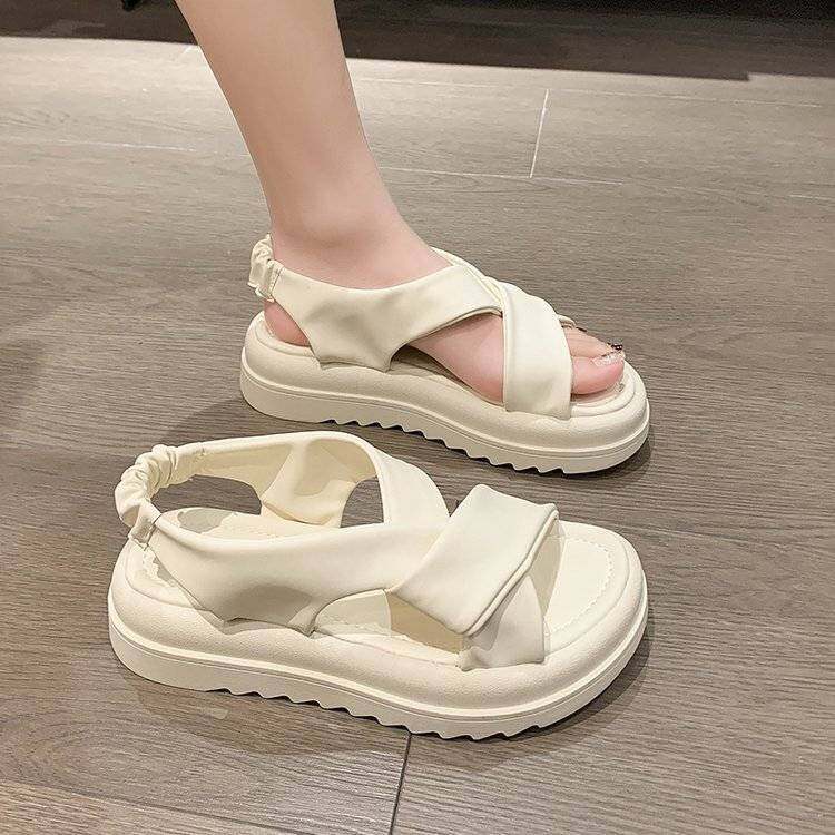 2023 Summer Sandals Women's Soft Sole Thick Sole Roman Shoes