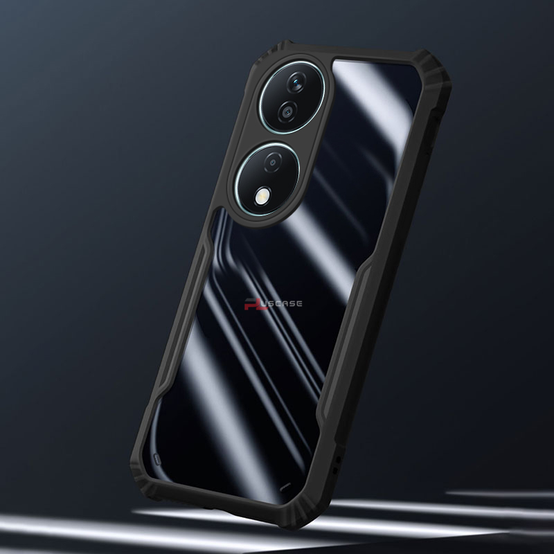 PlusCase for Honor X7b 5G Case Air Cushion Hard Crystal Clear Back Soft Border Shockproof Full Protection Phone Casing