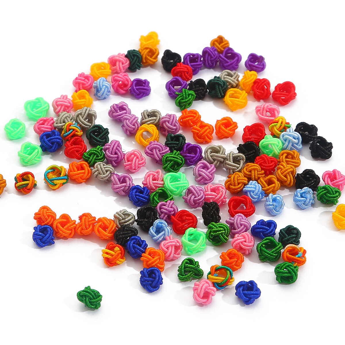 10PCS/Bag 6mm Colorful Spacer Knot DIY Necklace Bracelet Rope Spacer Braided Coil Rope Chain End Buckle Jewelry Supplies Finding