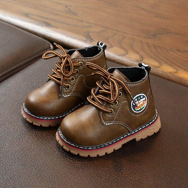 Kids Boys Leather School Shoes Hiker Ankle Boots Black Casual Boot Lace Up Shoe