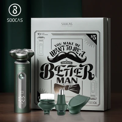 SOOCAS S5 Electric Shaver 4 in 1 Hair Clipper Nose Ear Hair Trimmer Men Facial Cleaning Brush Rechargeable Electric Razors IPX7