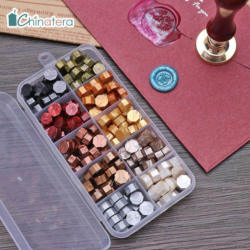 [Chinatera] 200pcs/box Mix Color Retro Octagon Fire Painting Pills Sealing Wax Grain Vintage Wax Seal Stamp Tablet Beads for Envelope Wedding Stamping