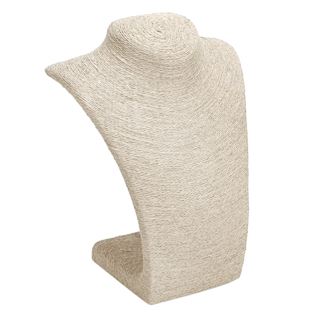 yotijar Necklace Display Bust Mannequin Jewelry Display Stand Holder, Beige/Gray/Yellow/Khaki/Brown/Black Linen - 3 Sizes