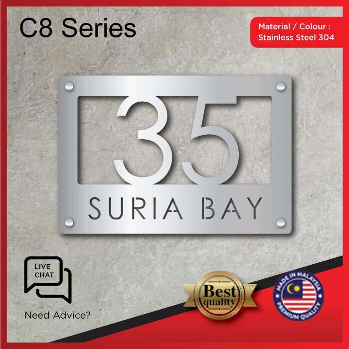 House Number Plate Nombor Rumah 门牌 Stainless Steel 304 白钢门牌 Series ...