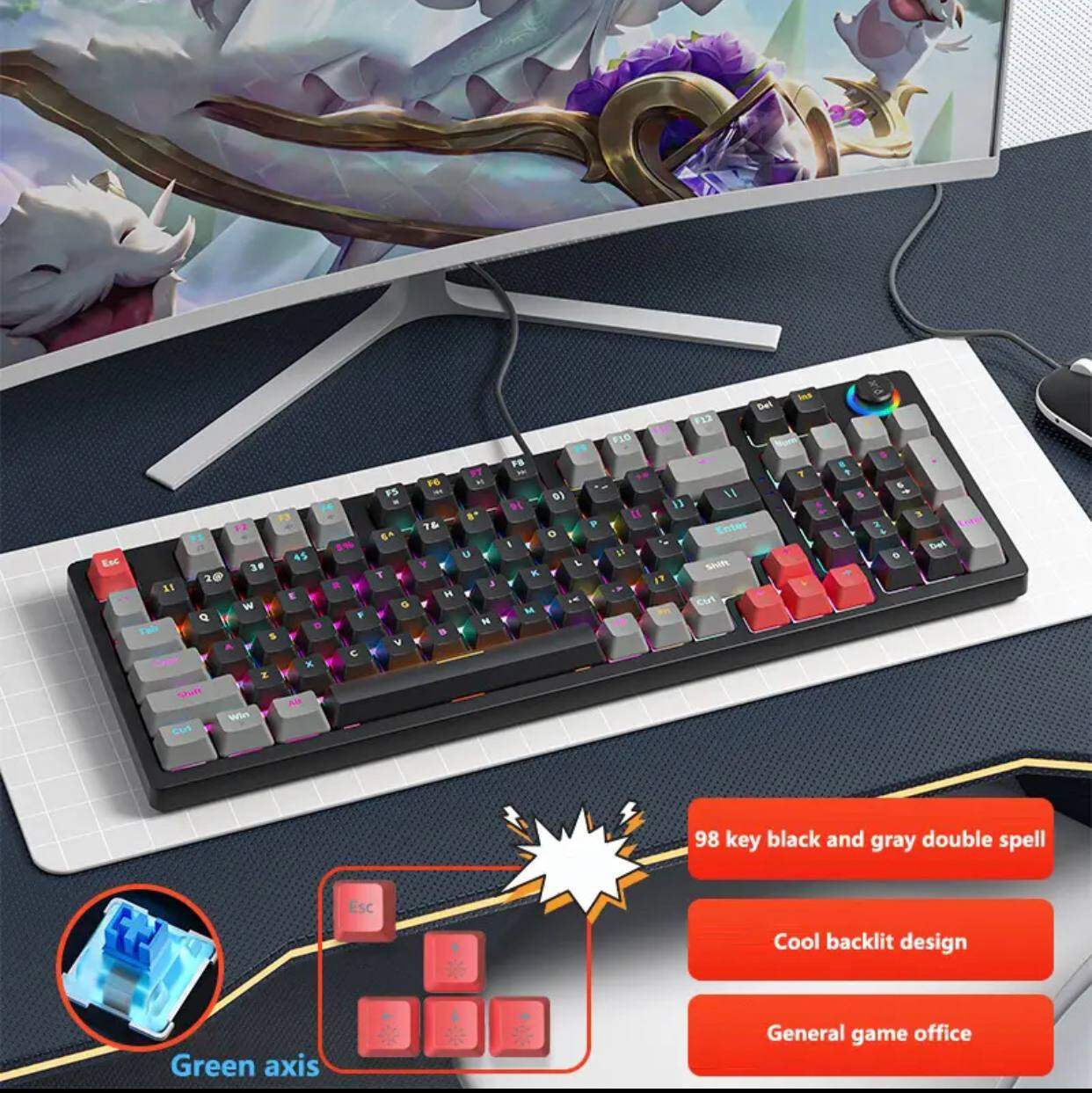 ZIFRIEND ZA98 Mechanical Keyboard Blue Red Switch Wired 98 Keys RGB