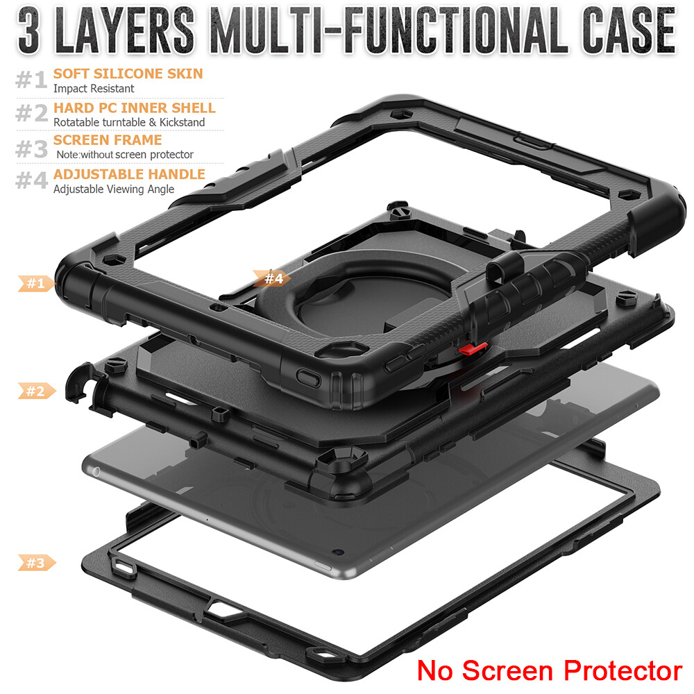 360 Rotating Multi-Functional Handle Ring Pencil Holder Shockproof Case for iPad 10th Gen 10.9 inch 2022, iPad 9th/8th/7th Gen 10.2 inch,iPad Air 5 Air 4,Pro 11 2021 2022,iPad 6th 5th Gen,Air 3,Air 2,Mini 6 5 4