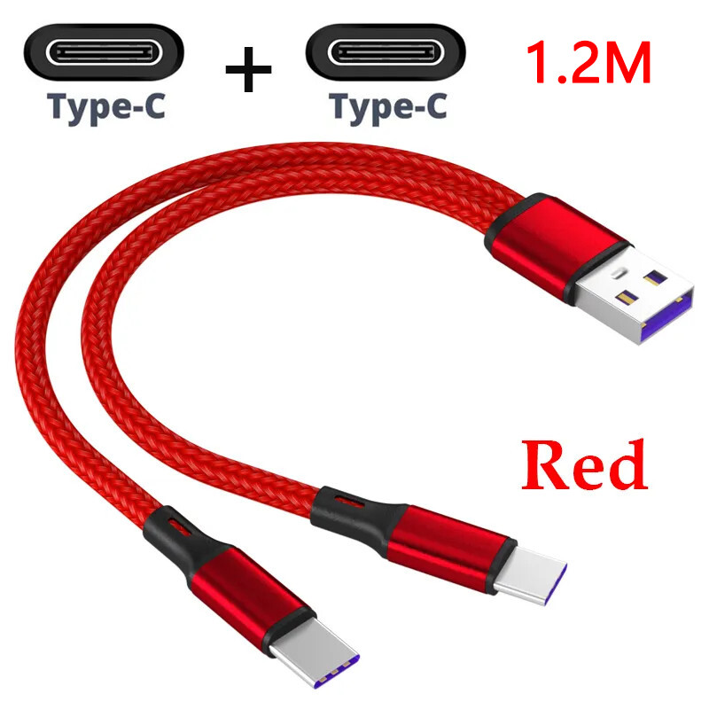 Kebidumei 2-in-1 Data Cable Type C Phone Charger Fast Charging Cable Y Splitter 5A Fast Charging Cable for Phone